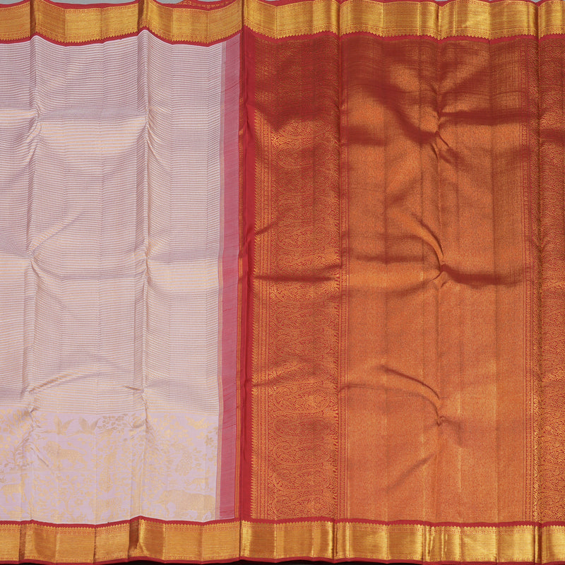 Hayagrivas Exclusive Bridal Kanjivaram Silk Saree in Gleaming Baby pink with Red KBE490F12-1