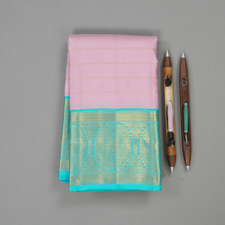 Hayagrivas Handloom Pure Kanjivaram Silk Saree in Gentle Baby Pink KBE490F19-1