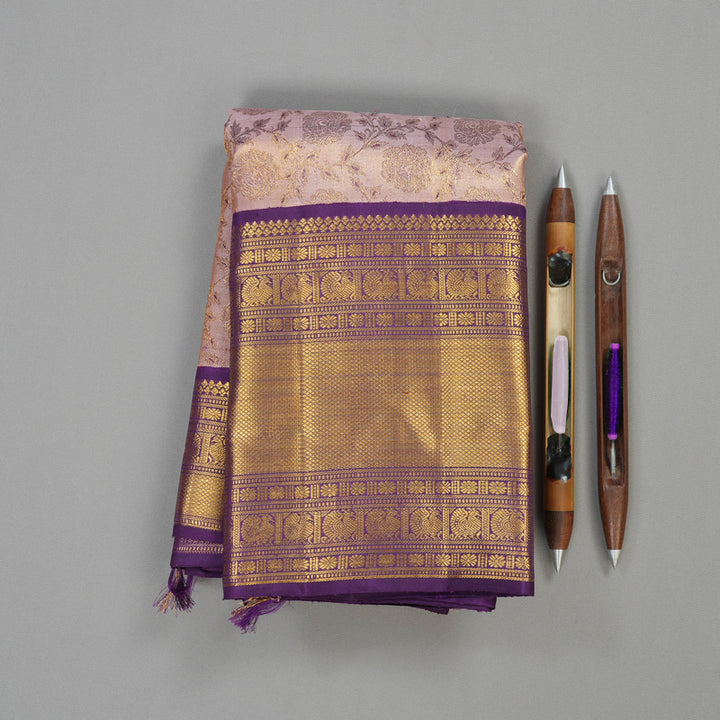 Hayagrivas Handloom Pure Kanjivaram Silk Saree in Graceful Baby Pink KBE490F9-1