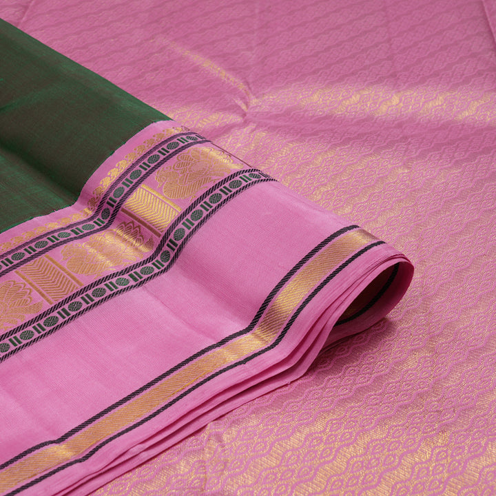 Hayagrivas Handloom Deep Manthalir Kanjivaram Silk Saree with Lavendar Pink Border KBE492F2-2