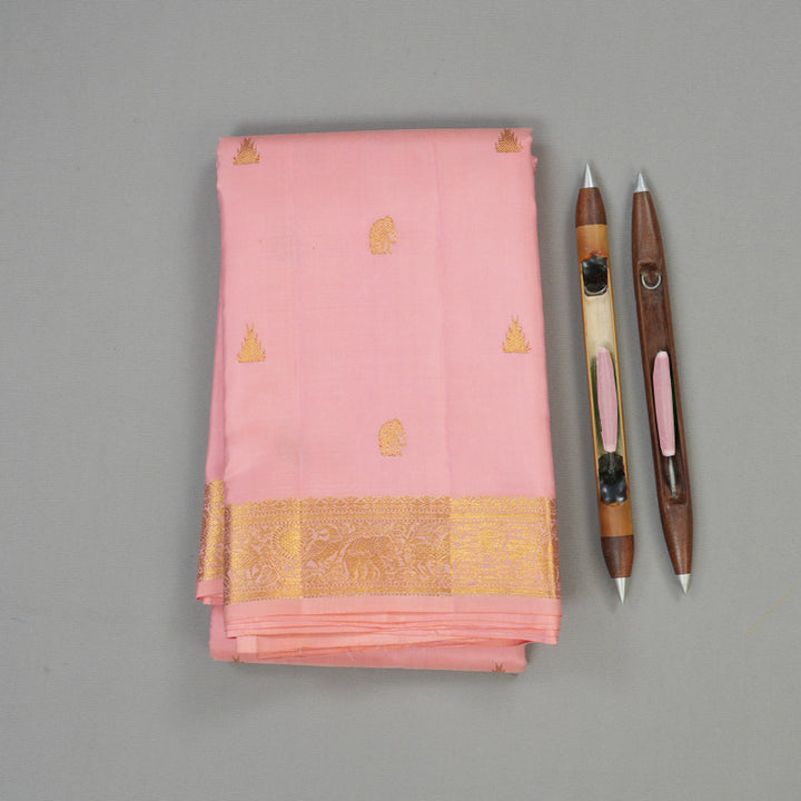 Hayagrivas Handloom Rose Pink Kanjivaram Silk Saree KBE493F1-1