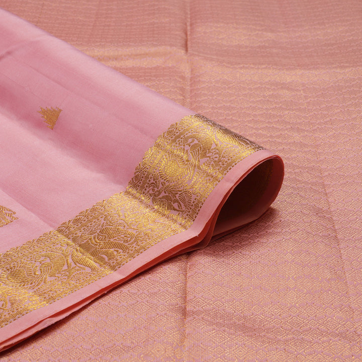 Hayagrivas Handloom Rose Pink Kanjivaram Silk Saree KBE493F1-1