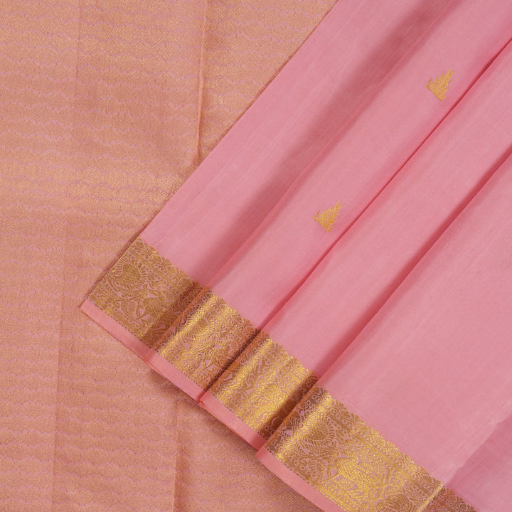 Hayagrivas Handloom Rose Pink Kanjivaram Silk Saree KBE493F1-1