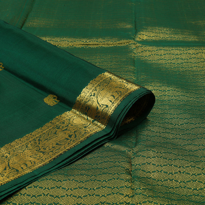 Hayagrivas Handloom Dark Green Kanjivaram Silk Saree KBE493F1-8