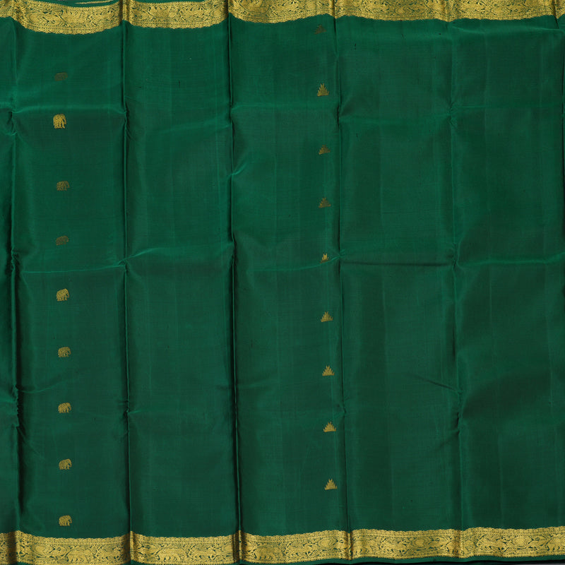 Hayagrivas Handloom Dark Green Kanjivaram Silk Saree KBE493F1-8