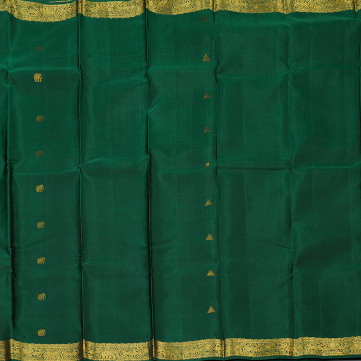 Hayagrivas Handloom Dark Green Kanjivaram Silk Saree KBE493F1-8
