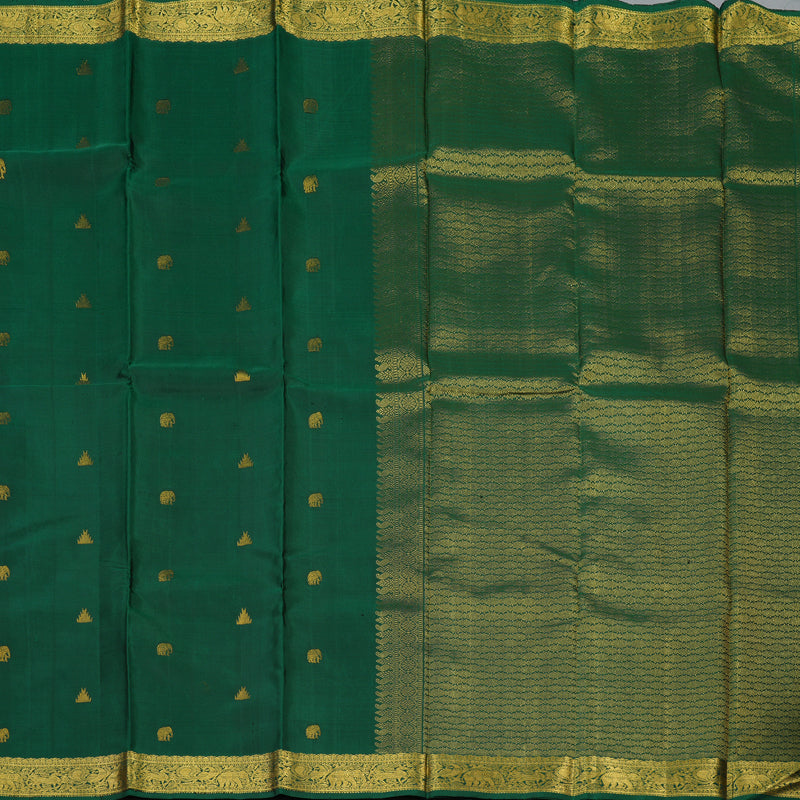 Hayagrivas Handloom Dark Green Kanjivaram Silk Saree KBE493F1-8