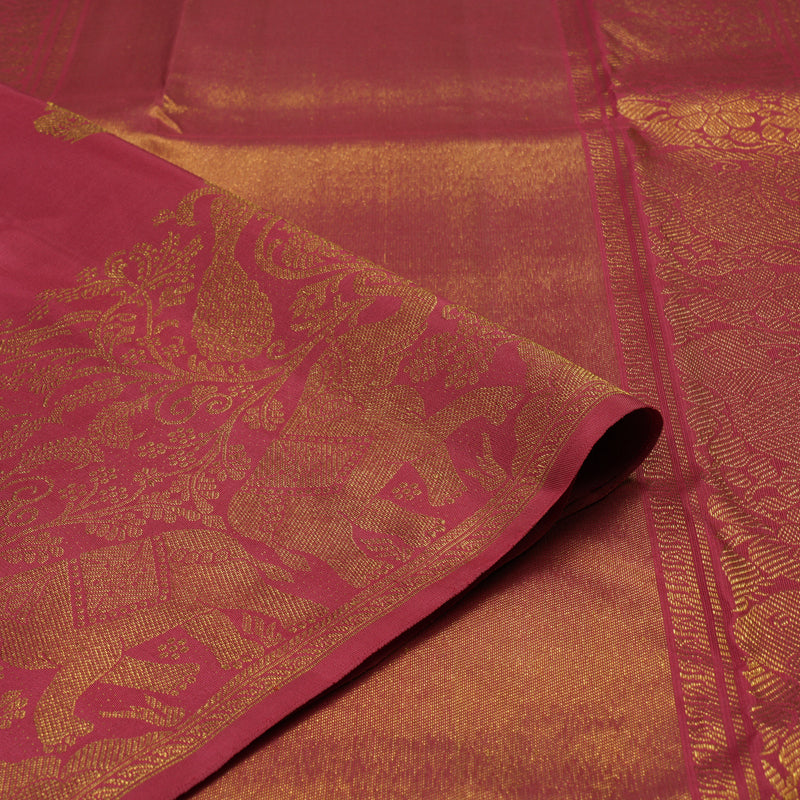 Hayagrivas Exclusive Bridal Kanjivaram Silk Saree in Monotoned shade of Deep Red KBE495F6-1