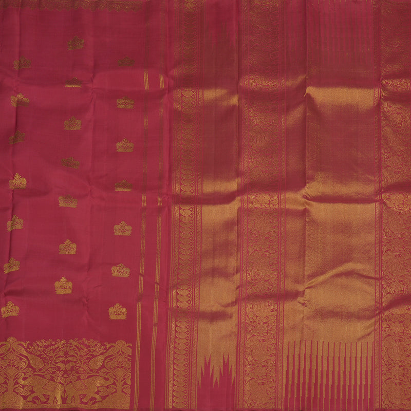 Hayagrivas Exclusive Bridal Kanjivaram Silk Saree in Monotoned shade of Deep Red KBE495F6-1