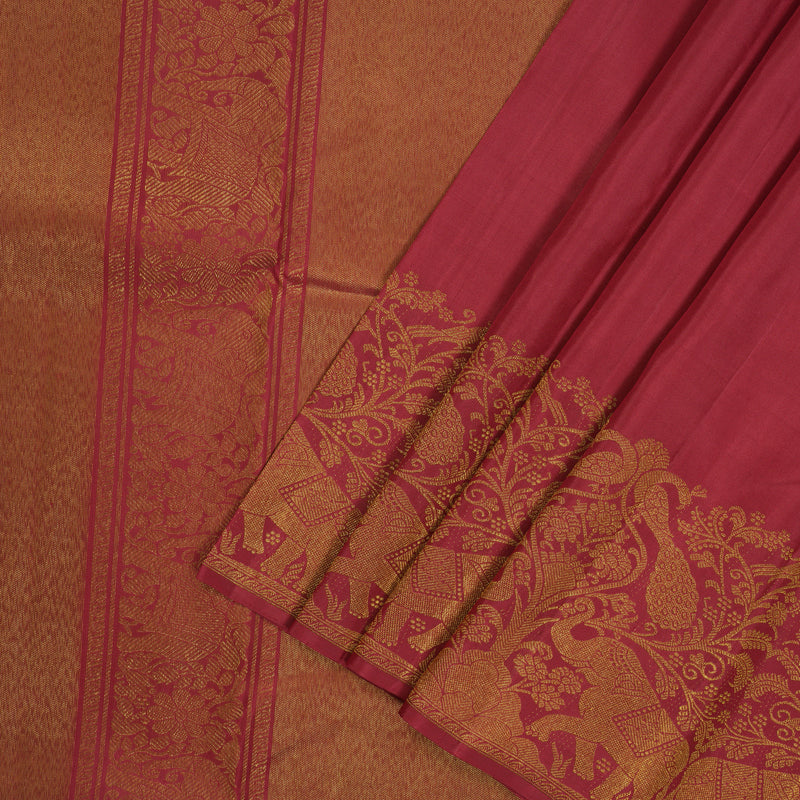 Hayagrivas Exclusive Bridal Kanjivaram Silk Saree in Monotoned shade of Deep Red KBE495F6-1