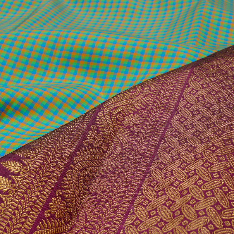 Hayagrivas Handloom Kanjivaram Silk Saree in Gorgeous Multi-Colour Checks KBE49D2-1
