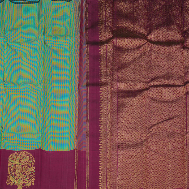 Hayagrivas Handloom Kanjivaram Silk Saree in Gorgeous Multi-Colour Checks KBE49D2-1