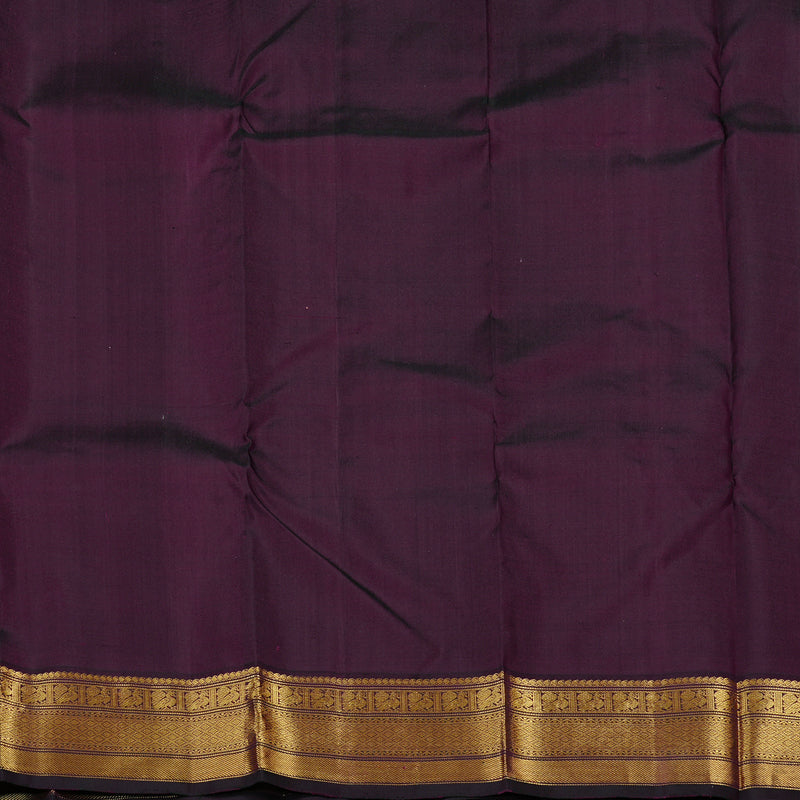 Hayagrivas Peach Pink Handloom Kanjivaram Silk Saree with Dark Purple Border KBE49D6-1