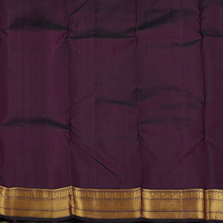 Hayagrivas Peach Pink Handloom Kanjivaram Silk Saree with Dark Purple Border KBE49D6-1