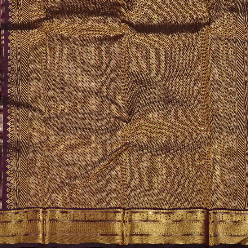 Hayagrivas Peach Pink Handloom Kanjivaram Silk Saree with Dark Purple Border KBE49D6-1