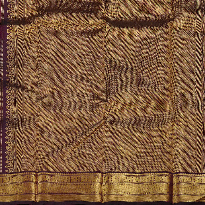 Hayagrivas Peach Pink Handloom Kanjivaram Silk Saree with Dark Purple Border KBE49D6-1