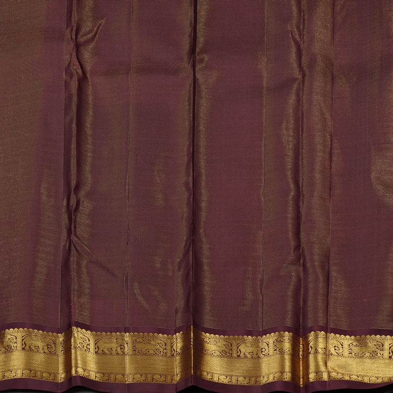 Hayagrivas Peach Pink Handloom Kanjivaram Silk Saree with Dark Brown Border KBE49D6-3