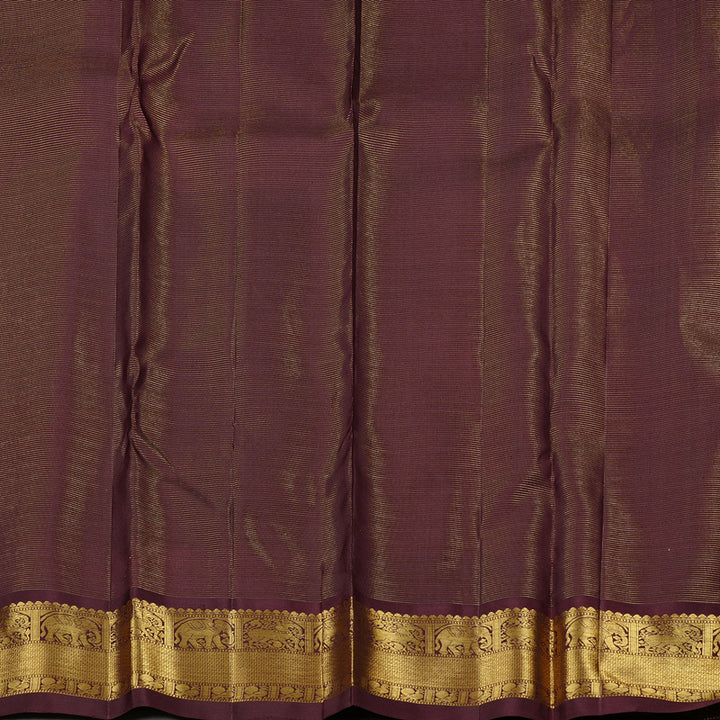 Hayagrivas Peach Pink Handloom Kanjivaram Silk Saree with Dark Brown Border KBE49D6-3