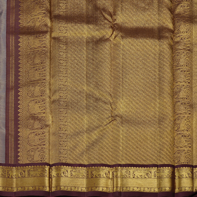 Hayagrivas Peach Pink Handloom Kanjivaram Silk Saree with Dark Brown Border KBE49D6-3