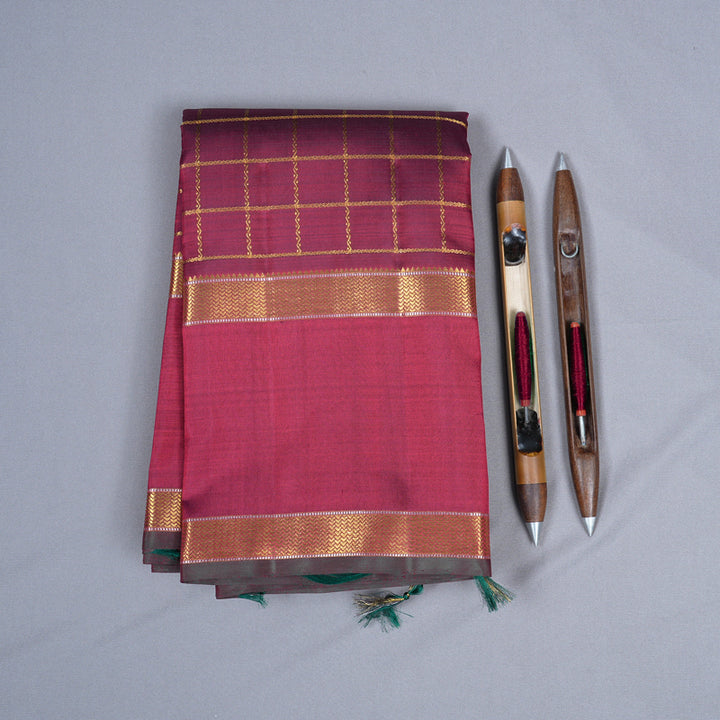 Hayagrivas Dark Maroon Handloom Kanjivaram Silk Saree KBE4D17-1