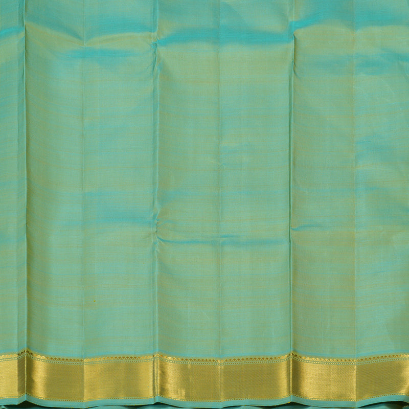 Hayagrivas Lemon Yellow Handloom Kanjivaram Silk Saree with Sea Blue Border KBE4D19-1