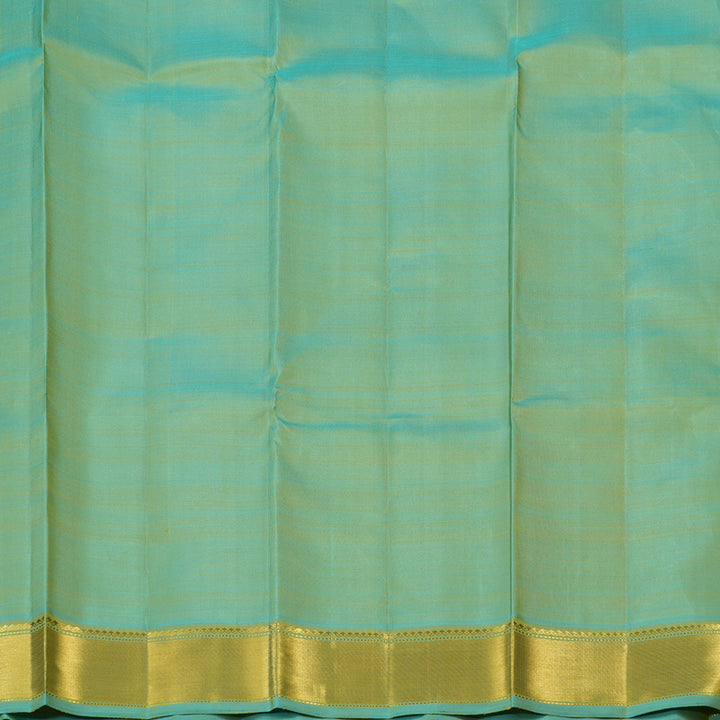 Hayagrivas Lemon Yellow Handloom Kanjivaram Silk Saree with Sea Blue Border KBE4D19-1