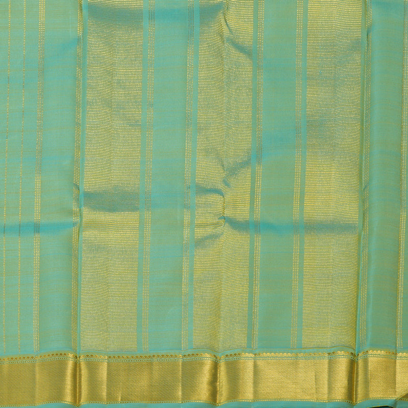 Hayagrivas Lemon Yellow Handloom Kanjivaram Silk Saree with Sea Blue Border KBE4D19-1