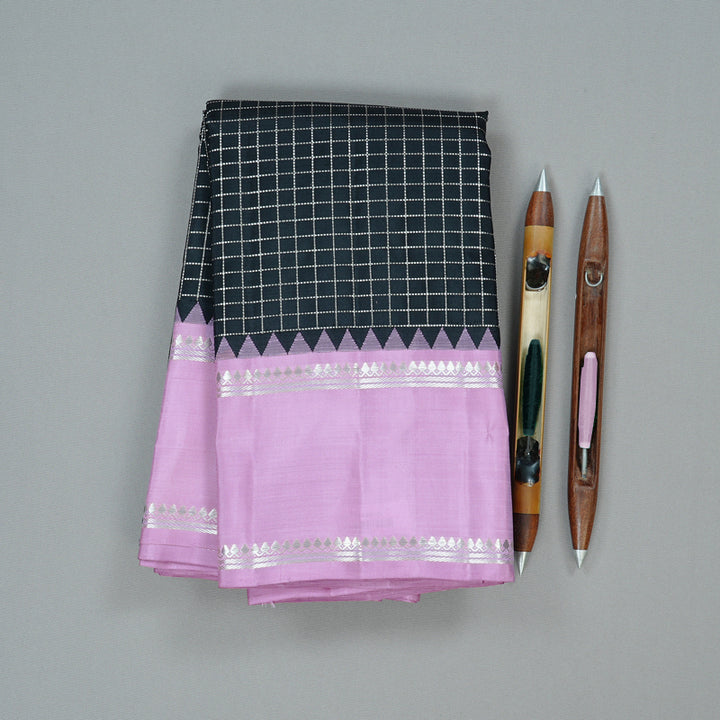 Hayagrivas Handloom Kanjivaram Silk Saree in Regal Black KBE4D5-1