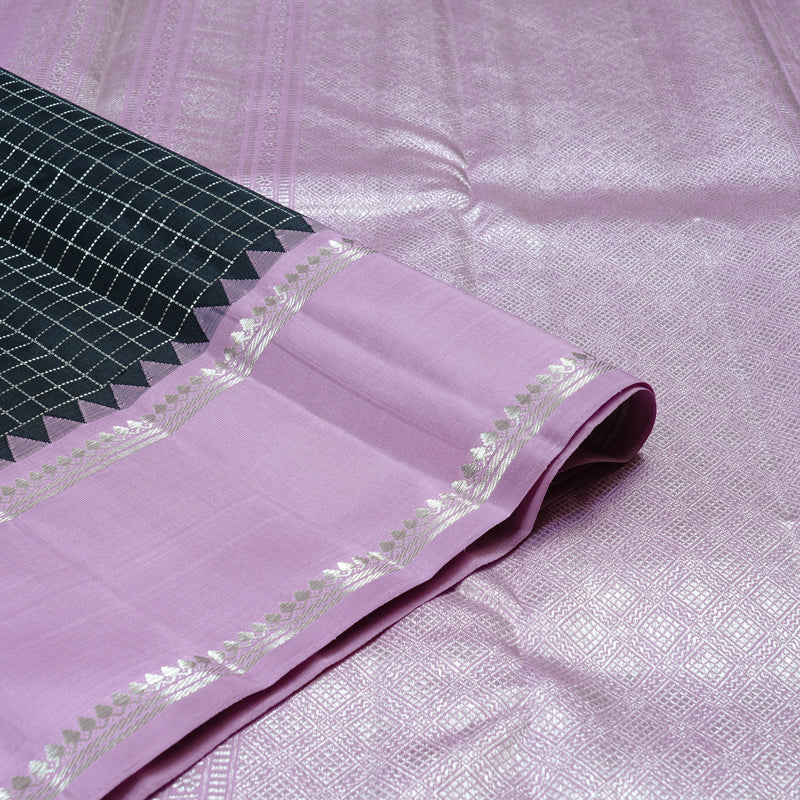 Hayagrivas Handloom Kanjivaram Silk Saree in Regal Black KBE4D5-1