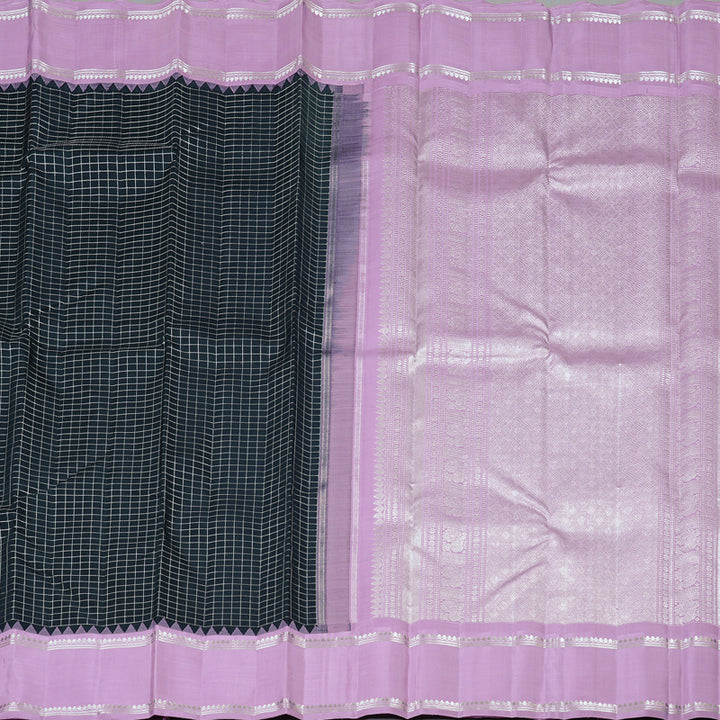 Hayagrivas Handloom Kanjivaram Silk Saree in Regal Black KBE4D5-1