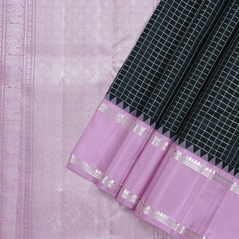 Hayagrivas Handloom Kanjivaram Silk Saree in Regal Black KBE4D5-1