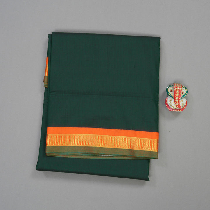 Hayagrivas Ten Yards Semi silk saree in Bottle Green with Orange KBE508F1-4