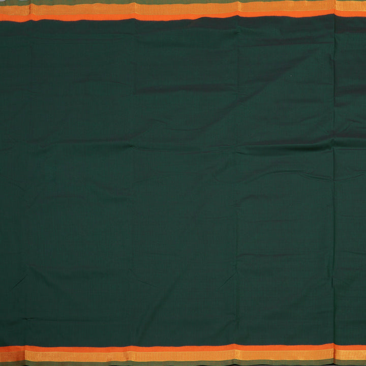 Hayagrivas Ten Yards Semi silk saree in Bottle Green with Orange KBE508F1-4