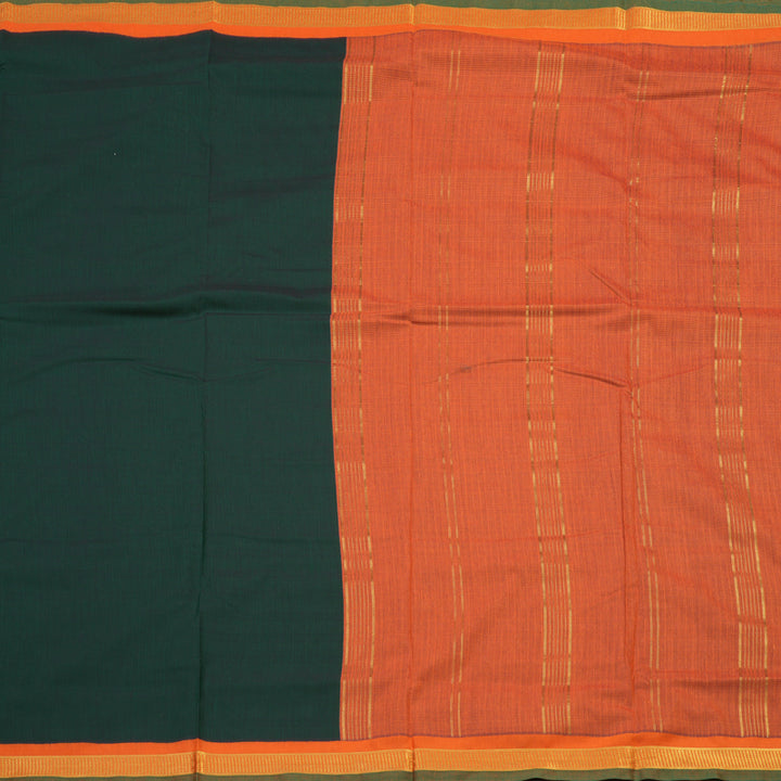 Hayagrivas Ten Yards Semi silk saree in Bottle Green with Orange KBE508F1-4