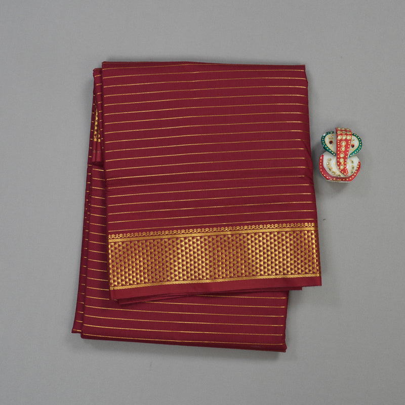 Hayagrivas Ten Yards Semi Silk Saree in Maroon KBE508F10-2