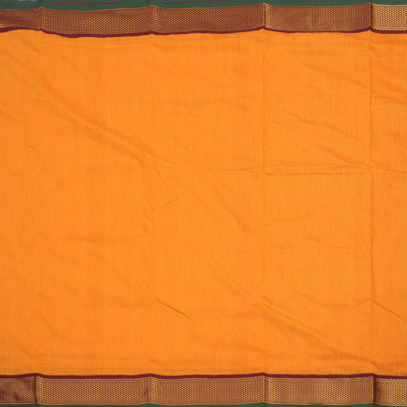 Hayagrivas Ten Yards Semi silk saree in Orange with Maroon KBE508F11-1