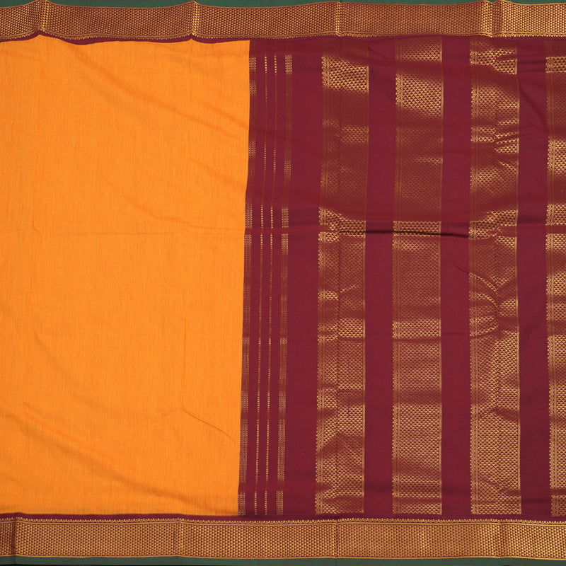 Hayagrivas Ten Yards Semi silk saree in Orange with Maroon KBE508F11-1
