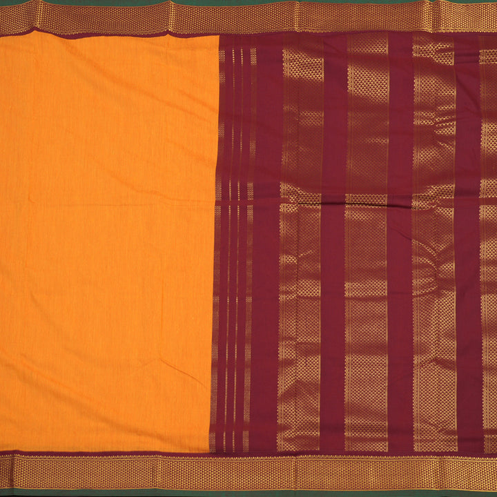 Hayagrivas Ten Yards Semi silk saree in Orange with Maroon KBE508F11-1