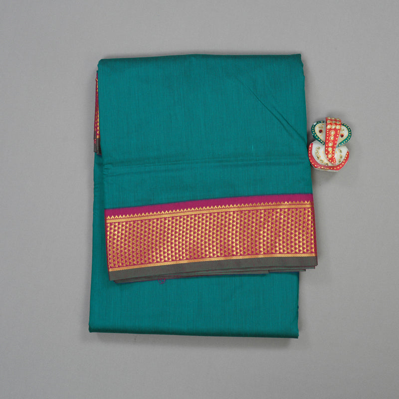 Hayagrivas Ten Yards Semi Silk saree in Green with Pink KBE508F11-4