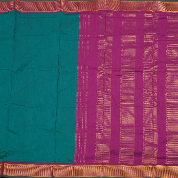 Hayagrivas Ten Yards Semi Silk saree in Green with Pink KBE508F11-4