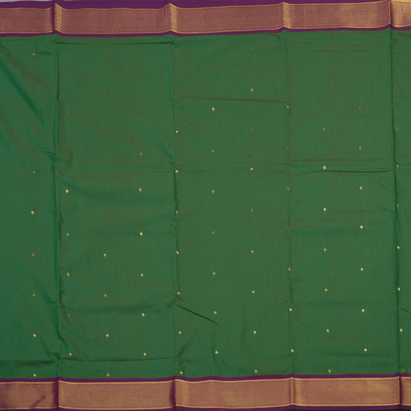 Hayagrivas Ten Yards Semi silk saree in Green with Purple KBE508F12-5