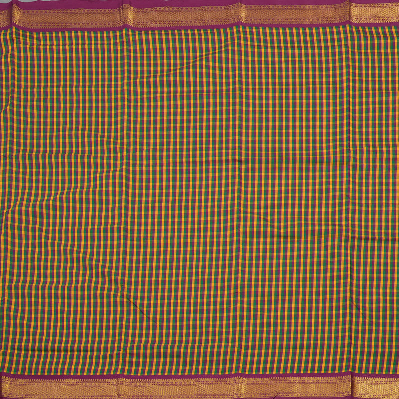 Hayagrivas Ten Yards Semi silk saree in Multicolour checks with Purple KBE508F13-1