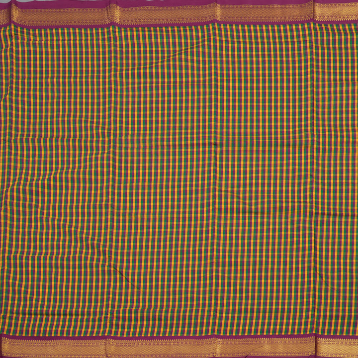 Hayagrivas Ten Yards Semi silk saree in Multicolour checks with Purple KBE508F13-1