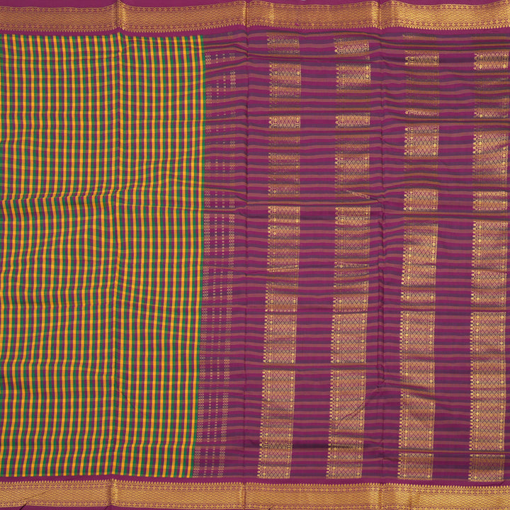 Hayagrivas Ten Yards Semi silk saree in Multicolour checks with Purple KBE508F13-1