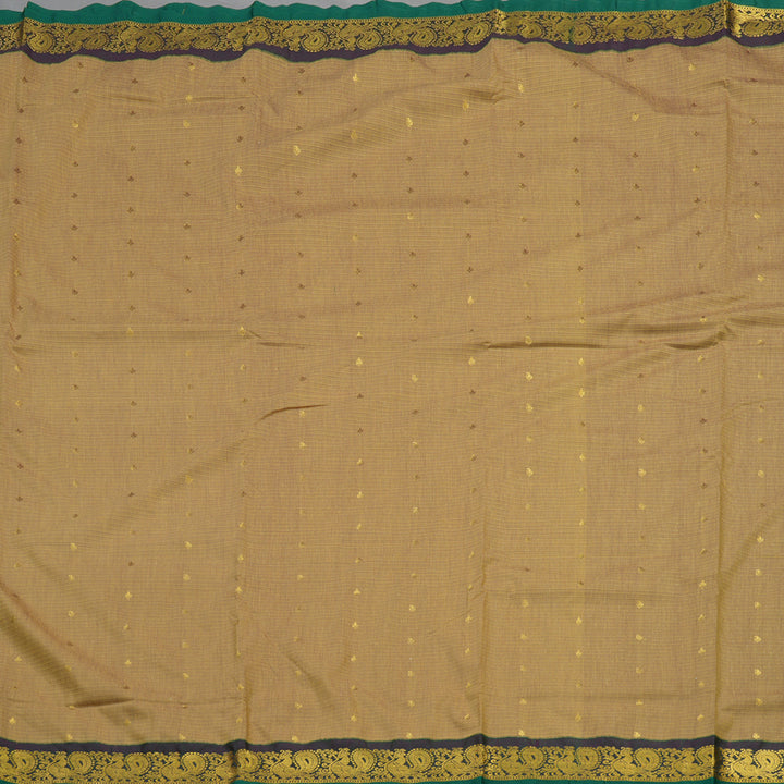 Hayagrivas Ten Yards Semi silk saree in Beige with Bottle Green KBE508F16-4