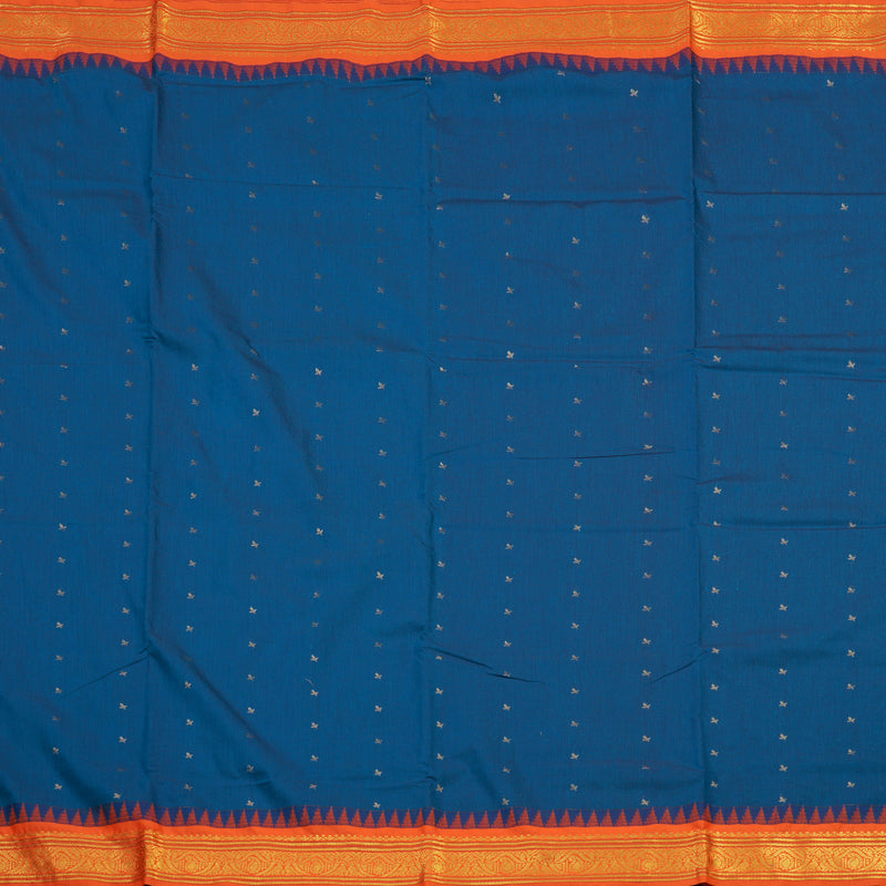 Hayagrivas Ten Yards Semi Silk Saree in Teal with Orange KBE508F18-1