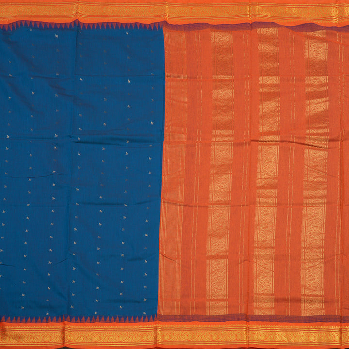 Hayagrivas Ten Yards Semi Silk Saree in Teal with Orange KBE508F18-1