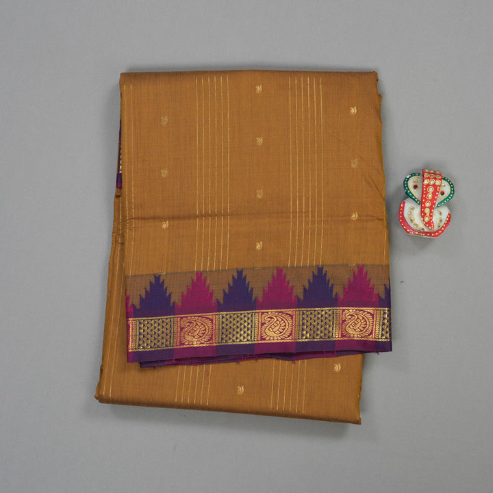 Hayagrivas Ten Yards Semi silk saree in Gold with Dark Pink KBE508F27-1