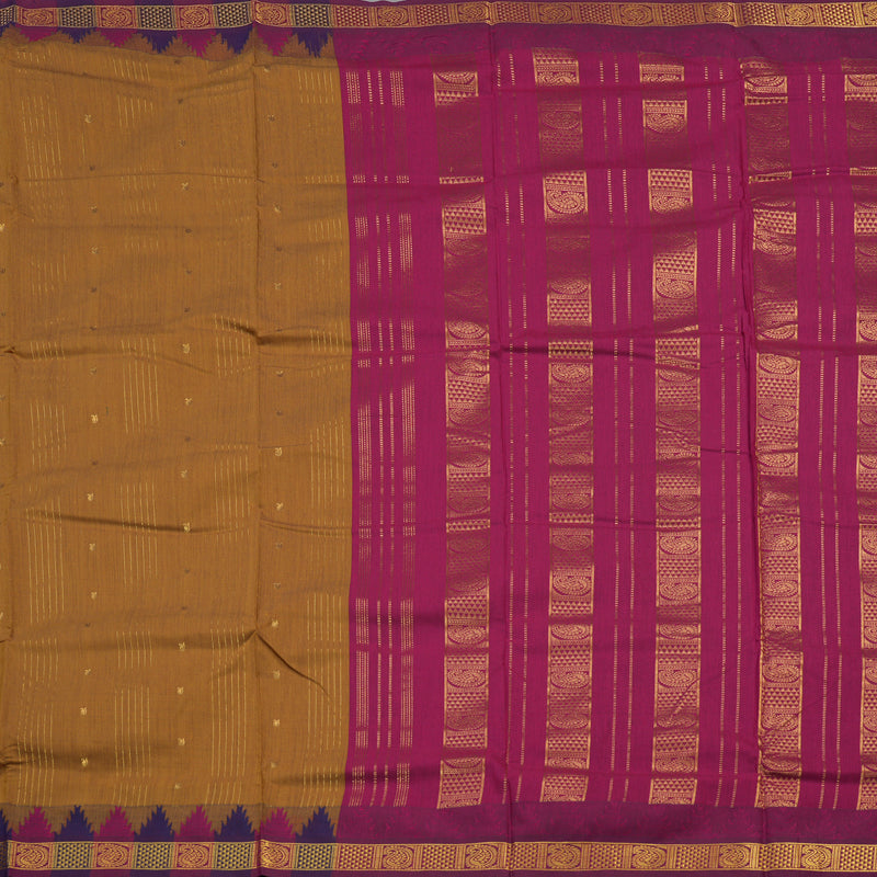 Hayagrivas Ten Yards Semi silk saree in Gold with Dark Pink KBE508F27-1