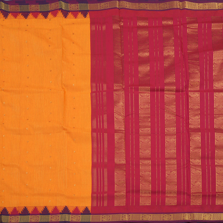 Hayagrivas Ten Yards Semi silk saree in Orange with Pink KBE508F27-3